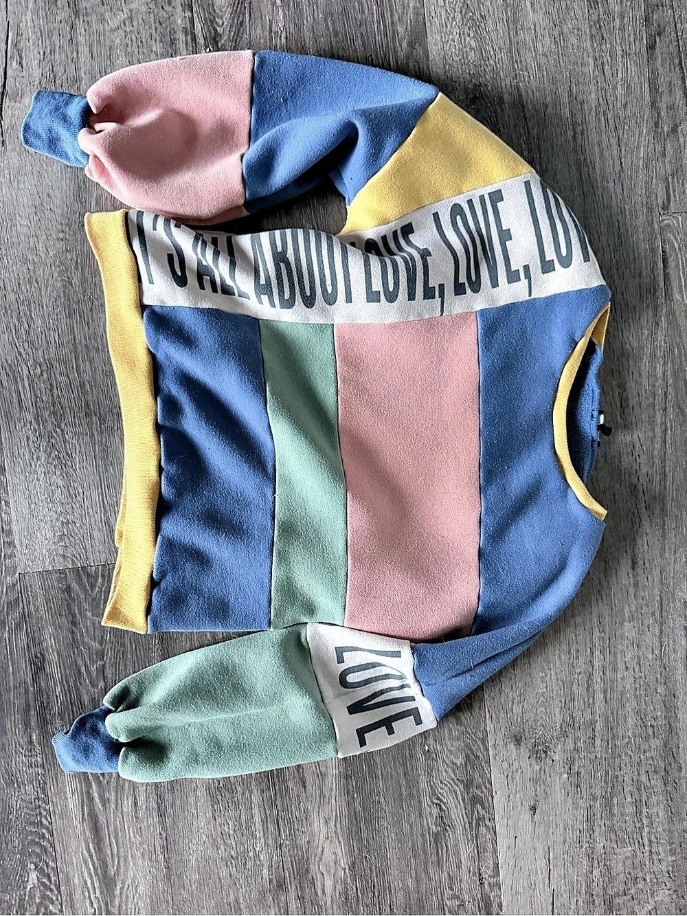 Fashion Nova It's All About Love Colorblock Sweatshirt Blue & Pink